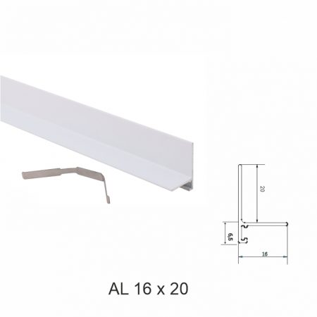 AL 16×20, mini plintă pentru pardoseli, White Matt, 2.5m