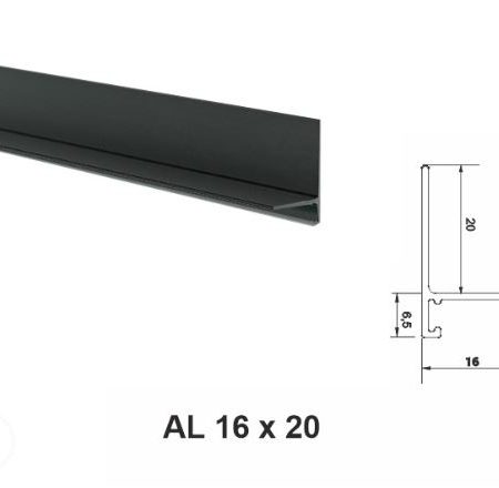 AL 16×20, mini plintă pentru pardoseli, Black Matt, 2.5m